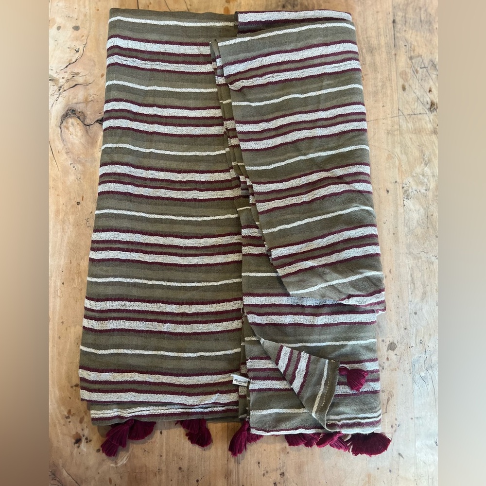 Madewell scarf beach cover up with Pom-poms